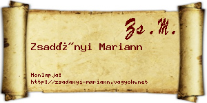 Zsadányi Mariann névjegykártya