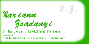 mariann zsadanyi business card